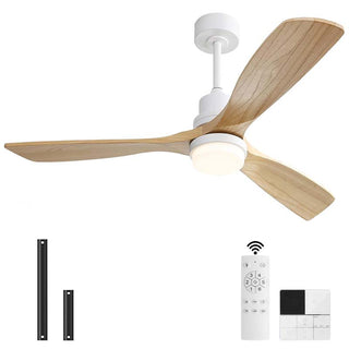 Solid Wood Ceiling Fan with LED Light
