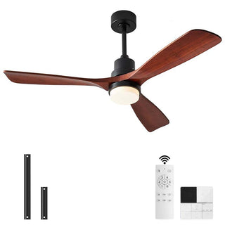 Solid Wood Ceiling Fan with LED Light