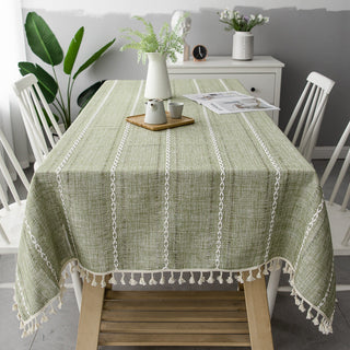 Cotton Linen Stripe Tablecloth