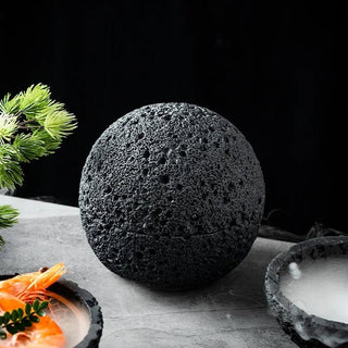 Volcanic-Style Stone Bowl- Elegant Porcelain Centerpiece